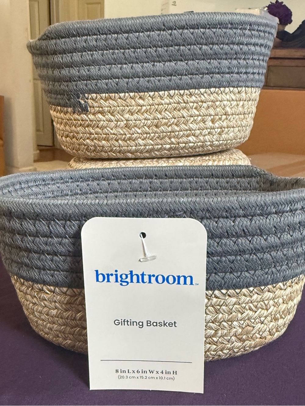 Brightroom Gray and Natural Woven Storage Basket (2)